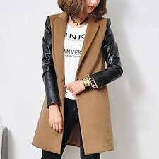 COAT WITH LEATHER SLEEVES