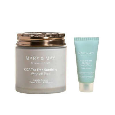 Глиняная маска для чувствительной кожи Mary&May CICA TeaTree Soothing Wash Off Pack 125г (баночка)