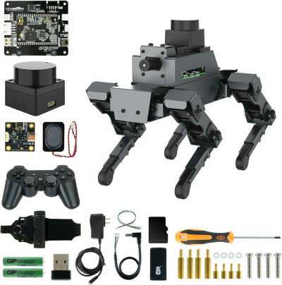 Yahboom Raspberry Pi 5 4GB AI Smart Robot Dog Python Programmable 12 Joints Bionic Mechanical Dog DOGZILLA Face Color Recognition OpenCV Adults
