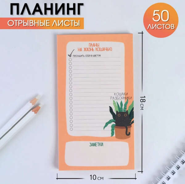 Планинг с отрывными листами "Черный кот"