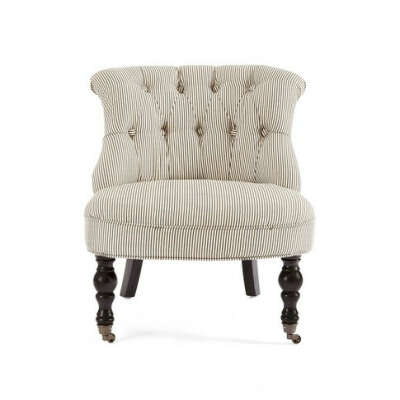 Sessel, Knopfheftung, Birkenholzgestell/Bezug 100% Polyester, gestreift