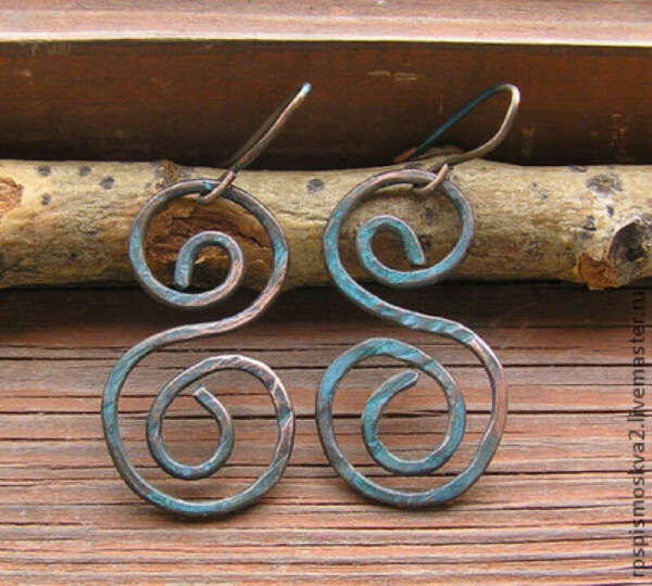 Серьги завитушка Wire Wrapped Jewelry медь проволока