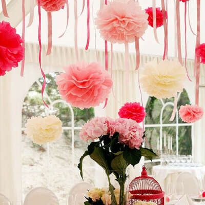 Free Shipping 10pcs 20cm(8inch) Tissue Paper Pom Poms Wedding Party Decor  Paper Flower For Wedding Decoration /Garden Supplies-in Decorative Flowers & Wreaths from Home & Garden on Aliexpress.com