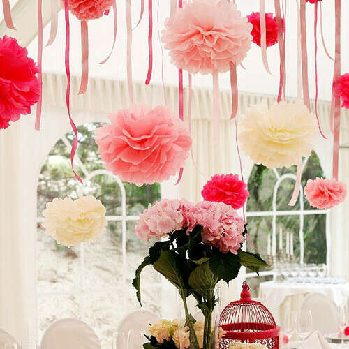 Free Shipping 10pcs 20cm(8inch) Tissue Paper Pom Poms Wedding Party Decor  Paper Flower For Wedding Decoration /Garden Supplies-in Decorative Flowers & Wreaths from Home & Garden on Aliexpress.com