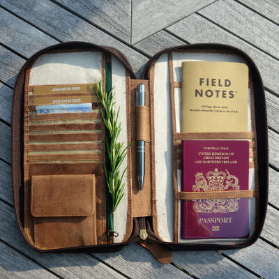 Leather travel wallet