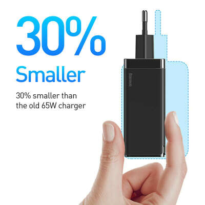 Устройство зарядное сетевое Baseus с USB-портами и поддержкой быстрой зарядки, 65 Вт