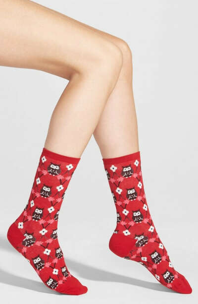 HOT SOX 'Owl' Crew Socks
