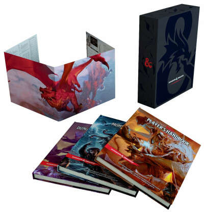 Dungeons and Dragons Core Rulebooks Gift Set (Special Foil Covers Edition with Slipcase, Player's Handbook, Dungeon Master's Guide, Monster Manual, DM Screen)