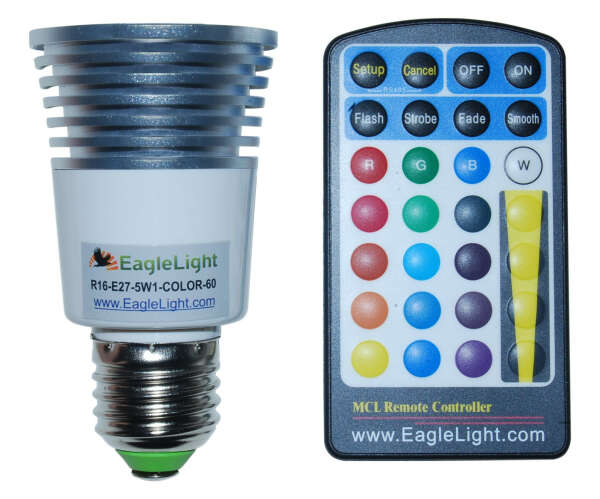 Color Changing LED Light Bulb and Remote (60 Degree)