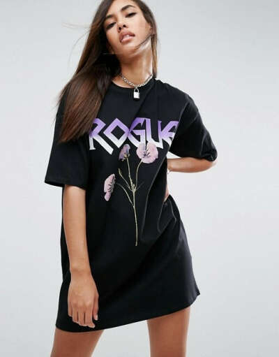 Платье-футболка с принтом "Rogue" ASOS