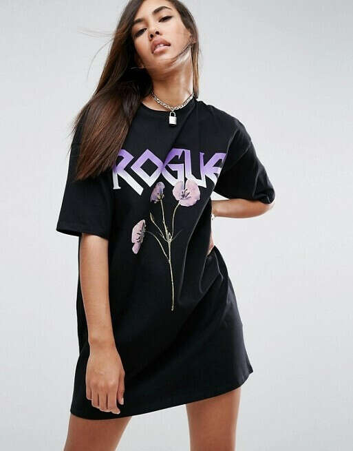 Платье-футболка с принтом "Rogue" ASOS