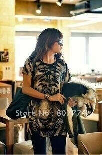 FREE SHIPPING women stylished tiger shirt short sleeve cotton tee shirt Great punk top hot sale promotion-in T-Shirts from Apparel & Accessories on Aliexpress.com