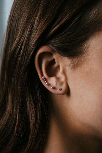 Bubble Gap Bubble Line Earrings Silver @ Kōty