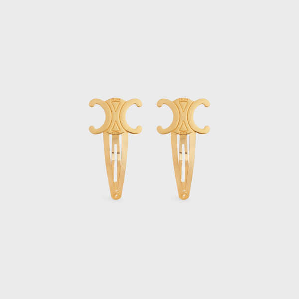 【CELINE】SET OF 2 TRIOMPHE SNAP HAIR CLIPS ヘアピン 2個 CELINE Triomphe Hair Clip Hair Accessory Snap Hairpin 2set
