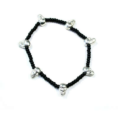 Silver Multiple Skull Stretch Bracelet