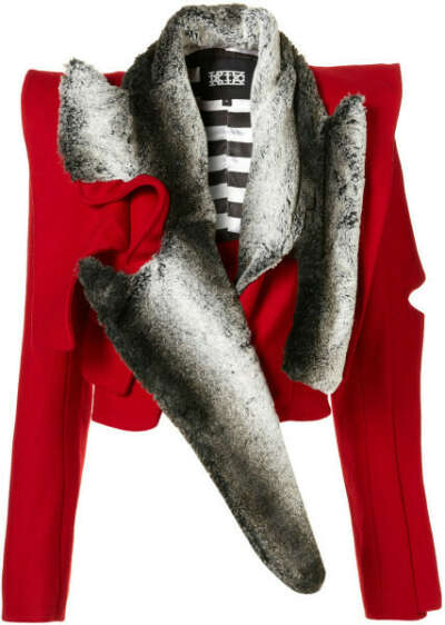 Topshop Red Faux Fur Crop Jacket By Ktz**