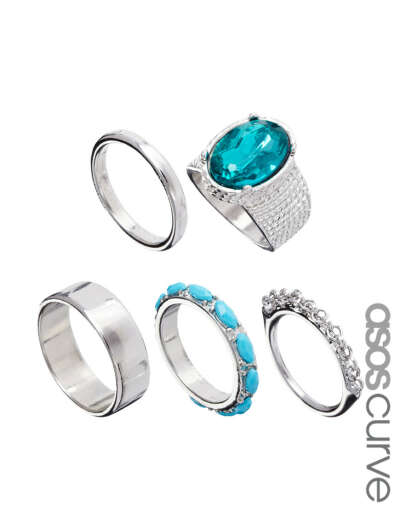 Набор колец с камнями ASOS