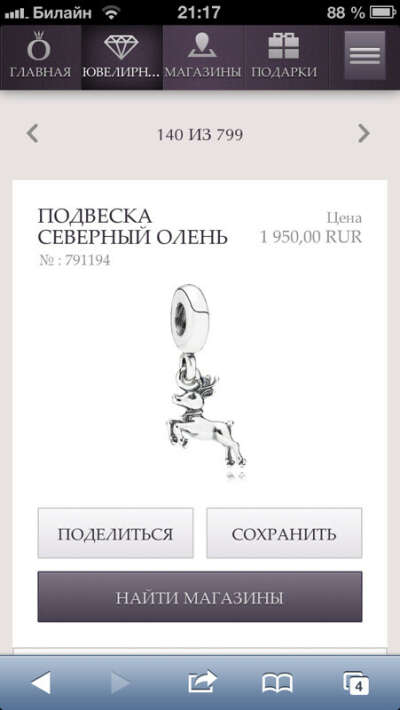 Олень от pandora