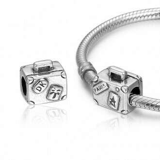 Silver Paris Luggage Charm 925 Sterling Silver Pandora Compatible | Soufeel