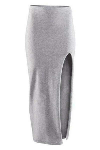 Asymmetric Split Grey Skirt