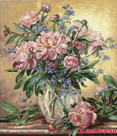 35211Dimensions Peonies and Canterbury Bells (Пионы и колокольчики)