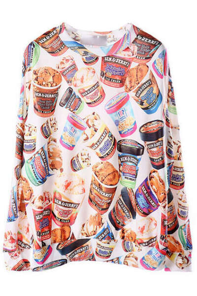 Ice Cream Print Sweatshirt