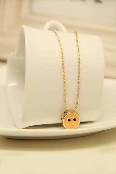 Gold Smiley Round Necklace - Sheinside.com