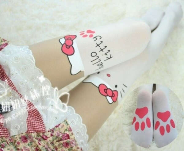 Колготы белые с кити