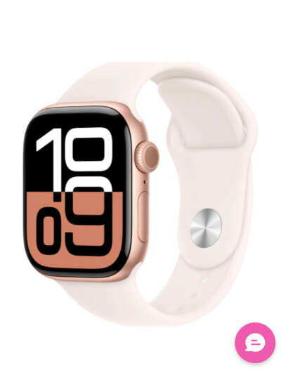 Apple Watch Series 10, 42 мм, корпус из алюминия цвета «розовое золото», спортивный ремешок цвета «румянец» M/L