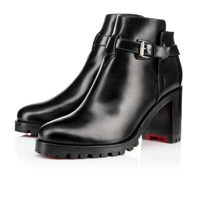 COMMUNA SHINY CALF, BLACK/SILVER , Calf, Women Shoes, Louboutin.