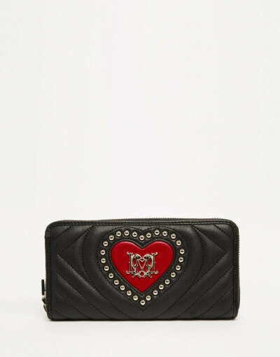 Стеганый кошелек с заклепками и сердечком Love Moschino