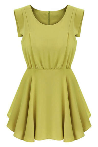 Retro Sleeveless Pleated Mustard Dress