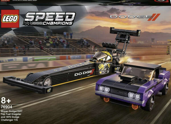 LEGO Speed Champions 76904 Mopar Dodge//SRT Top Fuel Dragster and 1970 Dodge Challenger T/A