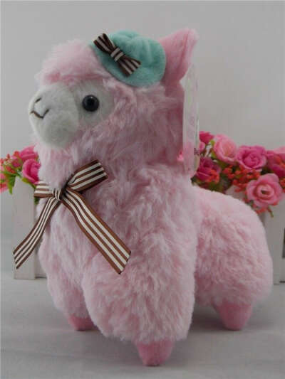 Japan Amuse Alpacasso Alpaca Pink 7" Plush Toy With Hat Adorable