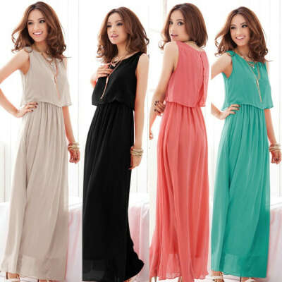 Exclusive! S   XXXL! 7 Colors, 2014 New Hot Sale Women High Quality Pleated Bohemia Maxi Long Chiffon Dress,Y3159-in Dresses from Apparel & Accessories on Aliexpress.com
