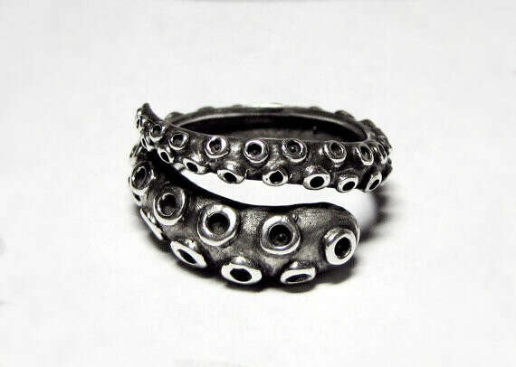 Sterling Silver Octopus Tentacle Wrap Ring