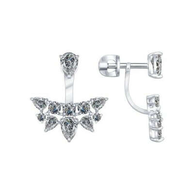 Серьги из серебра с фианитами