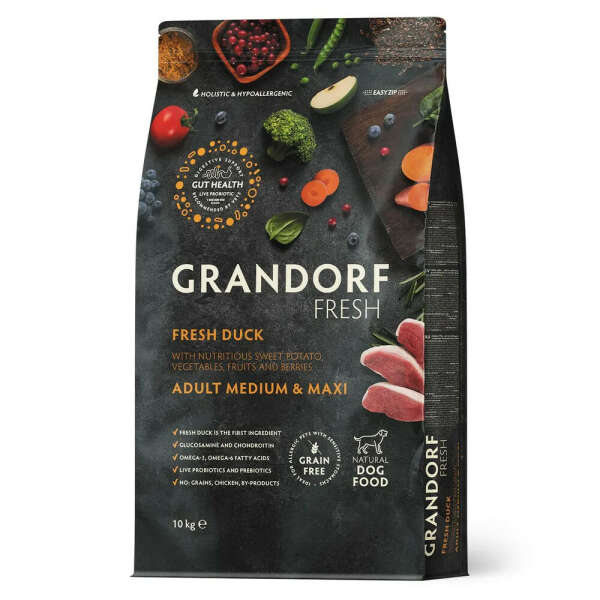 Сухой корм для собак GRANDORF Fresh холистик для средних и крупных пород утка с бататом 10 кг