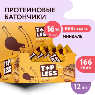 FitnesShock / Протеиновые батончики в шоколаде без сахара TOP LESS "Миндальная революция", 12 шт