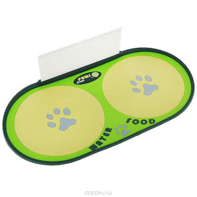 Коврик для мисок Ziver "Paws", цвет: зеленый, желтый по выгодной цене с доставкой от интернет магазина OZON.ru Отзывы покупателе