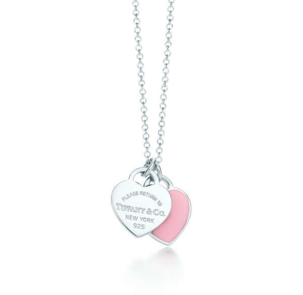 Return to Tiffany® Pink Double Heart Tag Pendant