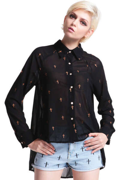 Cross Printed Swing Shirt