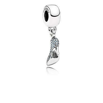PANDORA | Disney Cinderella shoe silver dangle with fancy light blue cubic zirconia