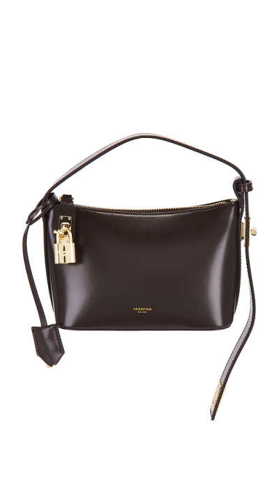 Mini Hobo Bag in Chocolate & Gold VERAFIED