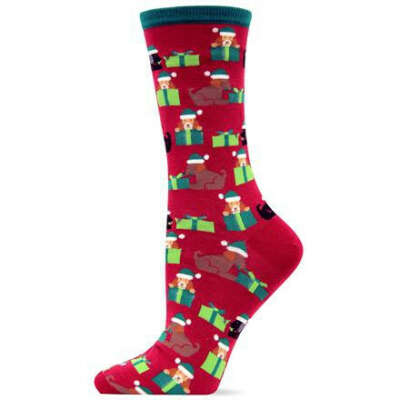 Hot Sox Originals Puppies with Santa Hats Crew Trouser Sock