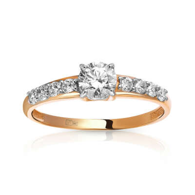 Кольцо из золота с кристаллом SWAROVSKI и фианитами