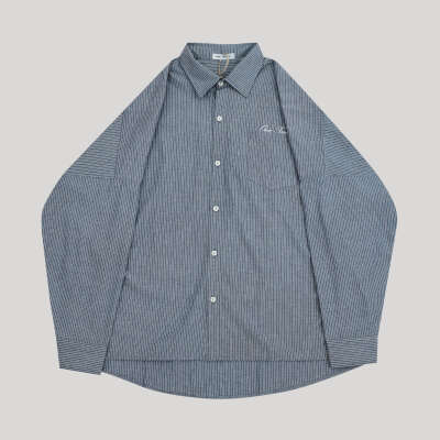 Oversized Striped Shirt Dirty-Blue