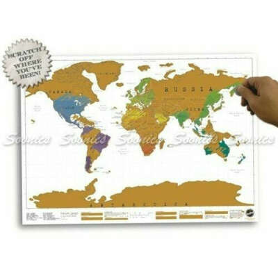 Cool Scratch Off World Map Poster Personalized Travel Vacation Personal Log Gift