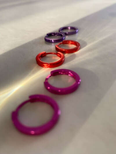 Серебряные серьги-кольца "Base", 15 мм purple