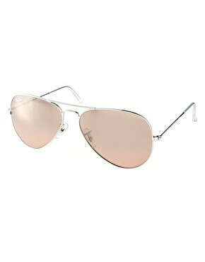 Крупные солнцезащитные очки-авиаторы Ray-Ban Silver & Pink